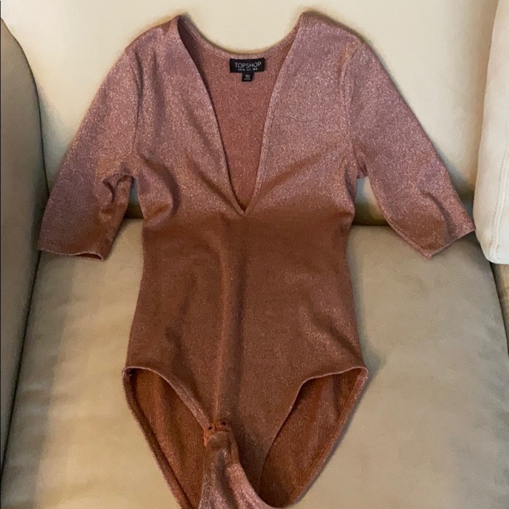 Top shop pink glitter bodysuit